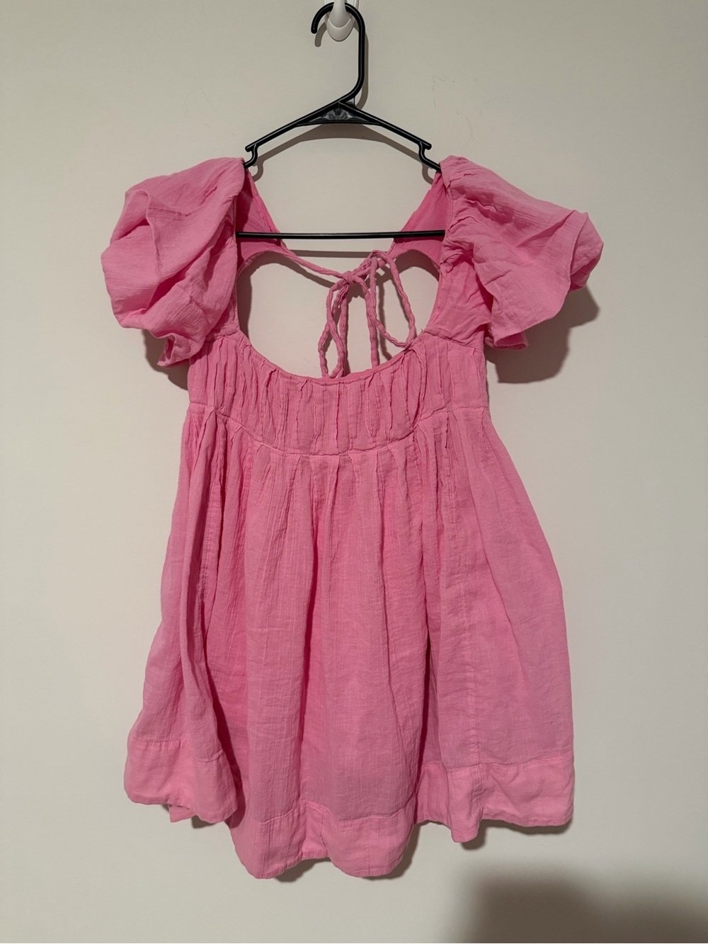 Free People Pink Puff Sleeve Tie-Back Women's short dress size: XS